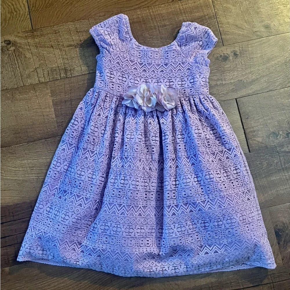 Laura Ashley London girls lined & layered lavender dress Sz 6 tulle